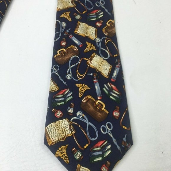 Ph Sicians Mens Necktie Blue Brown Red Pointed Doctor Healthcare Nurse Nobel - Picture 1 of 8